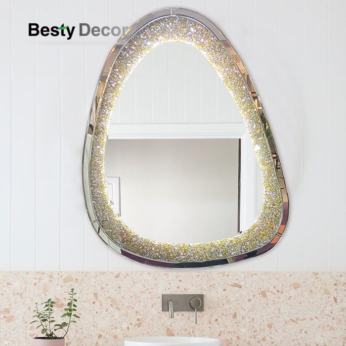 Crushed Diamond Luxury 3 Light Color Home Decor LED Mirror